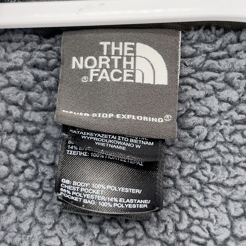 The North Face Men's Full Zip Fleece Jacket Gray Yellow Medium Sherpa Lined Outd
